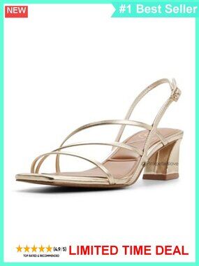 Strappy Block Heeled Sandals Square Toe Slingback Buckle Closure Casual